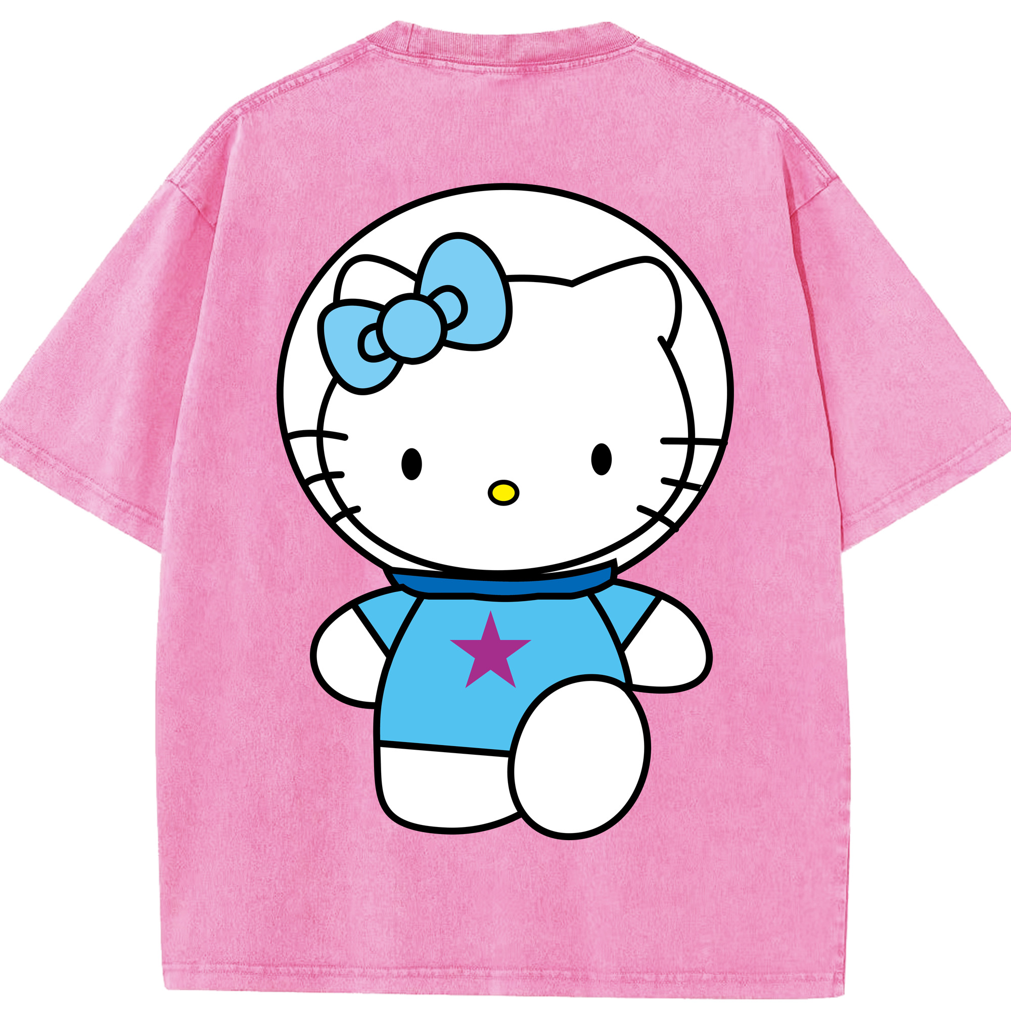 （画像用） Hello Kitty ハローキティ 綿100% ヴィンテージ風 半袖Tシャツ（背面プリント）